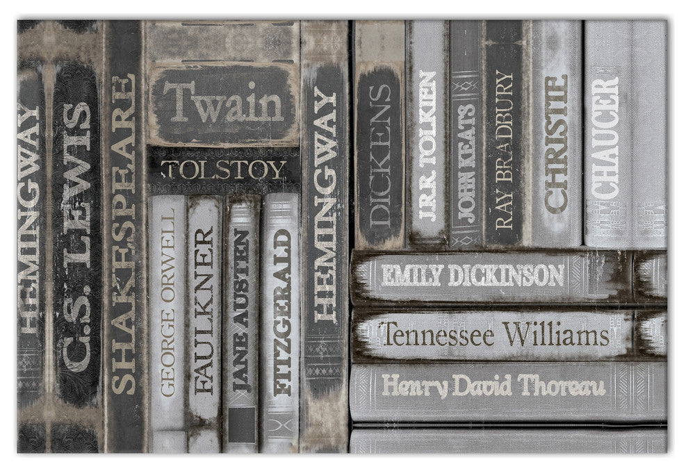 Famous Authors Books Canvas Wall Art, 24"x36", Unframed