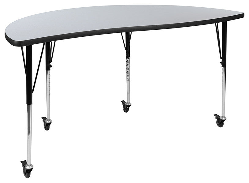 2 Piece Mobile 60" Circle Wave Kids Adjustable Activity Table Set, Gray