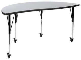 2 Piece Mobile 60" Circle Wave Kids Adjustable Activity Table Set, Gray