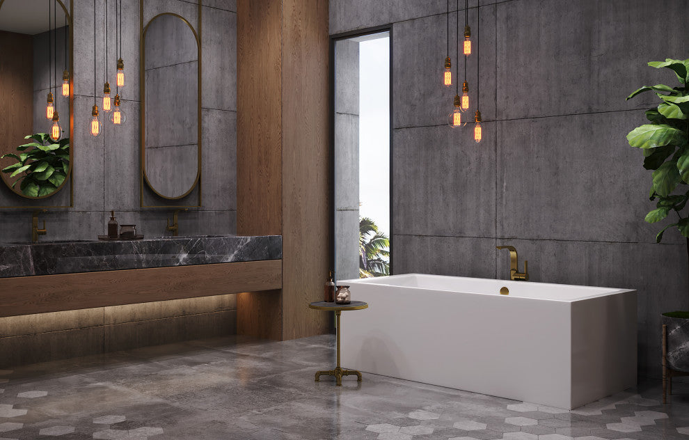 Malibu Goleta Rectangle Soaking Bathtub 62x30x23 Biscuit