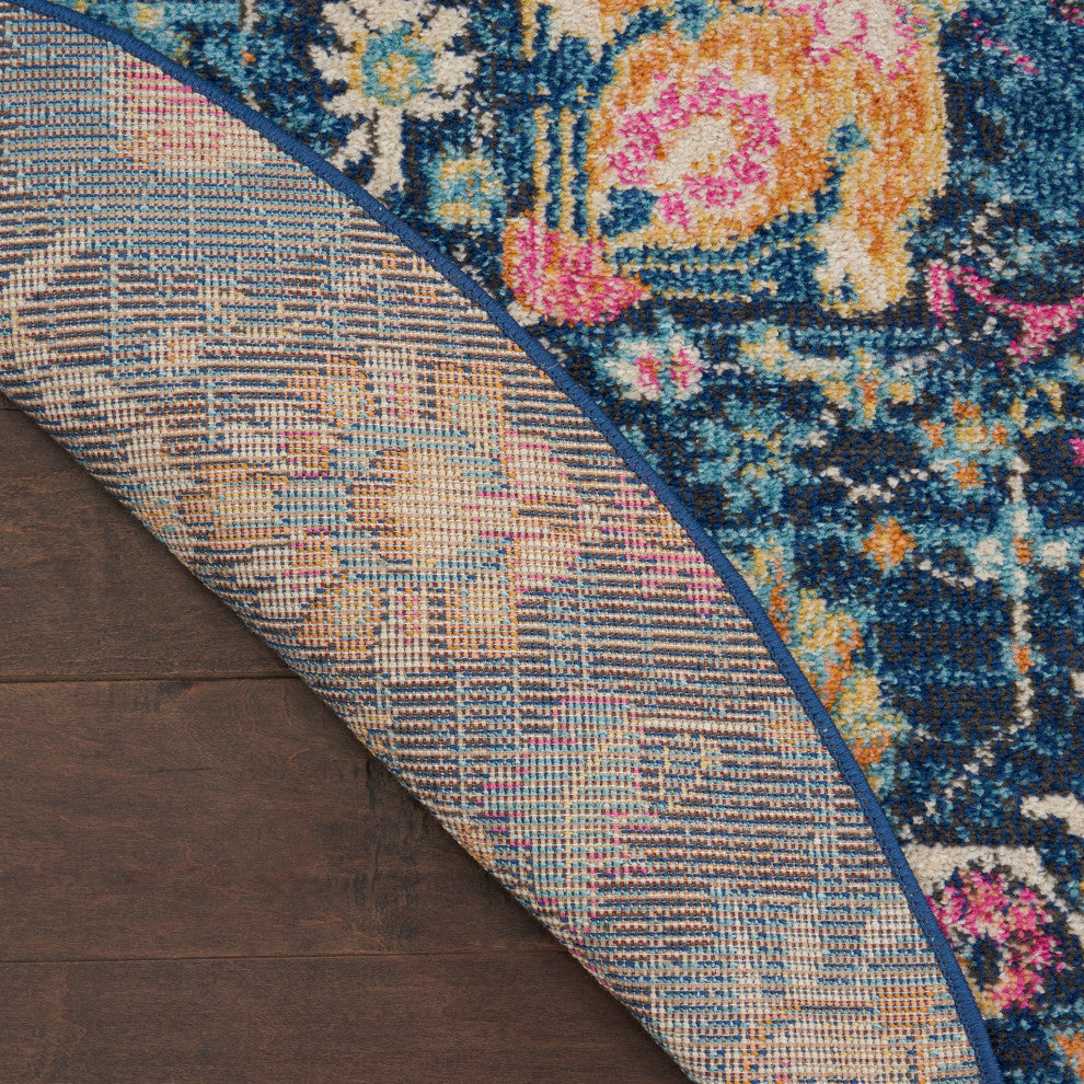 Nourison Passion 4' x Round Navy Bohemian Indoor Area Rug