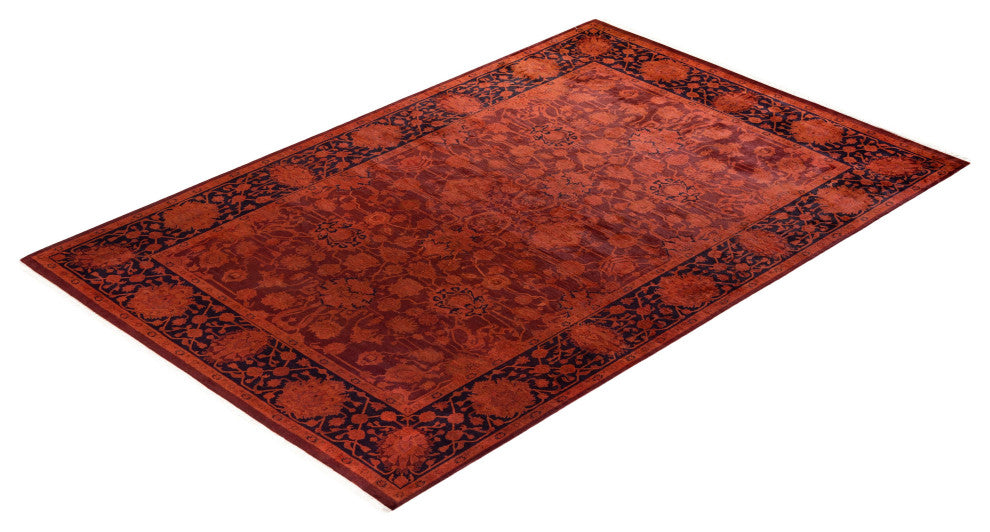 Fine Vibrance, One-of-a-Kind Hand-Knotted Area Rug Red, 6'1"x9'3"
