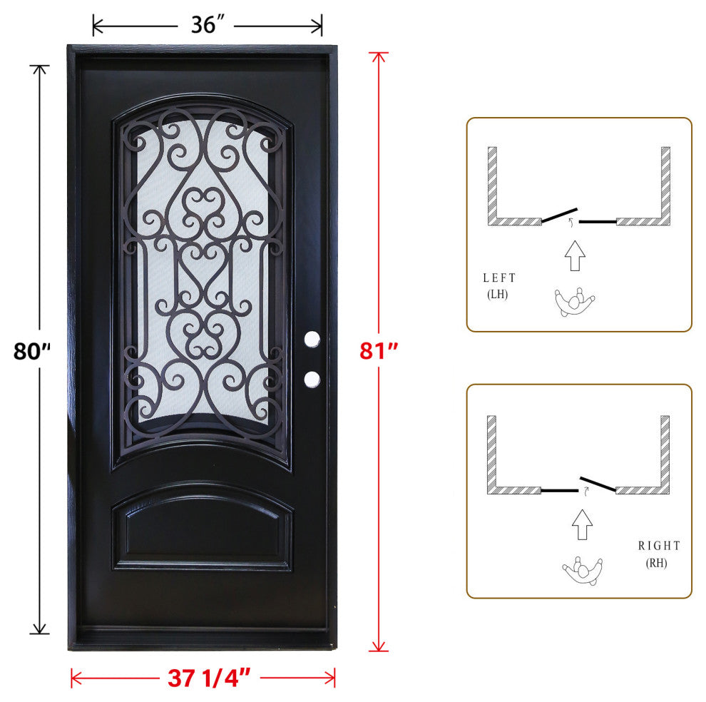 Forever Doors, Exterior Front Entry Composite Door AR07C, 36"x80", Left H