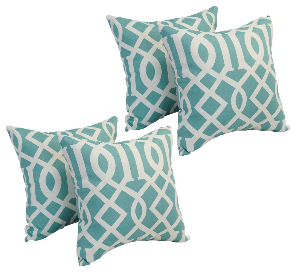 17" Square Polyester Outdoor Throw Pillows, Set of 4, Kirkwood Pool