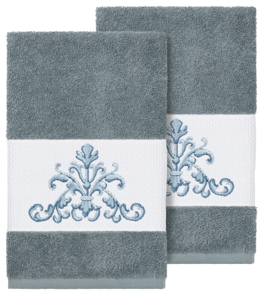 Scarlet 2-Piece Embellished Hand Towel Set, Teal