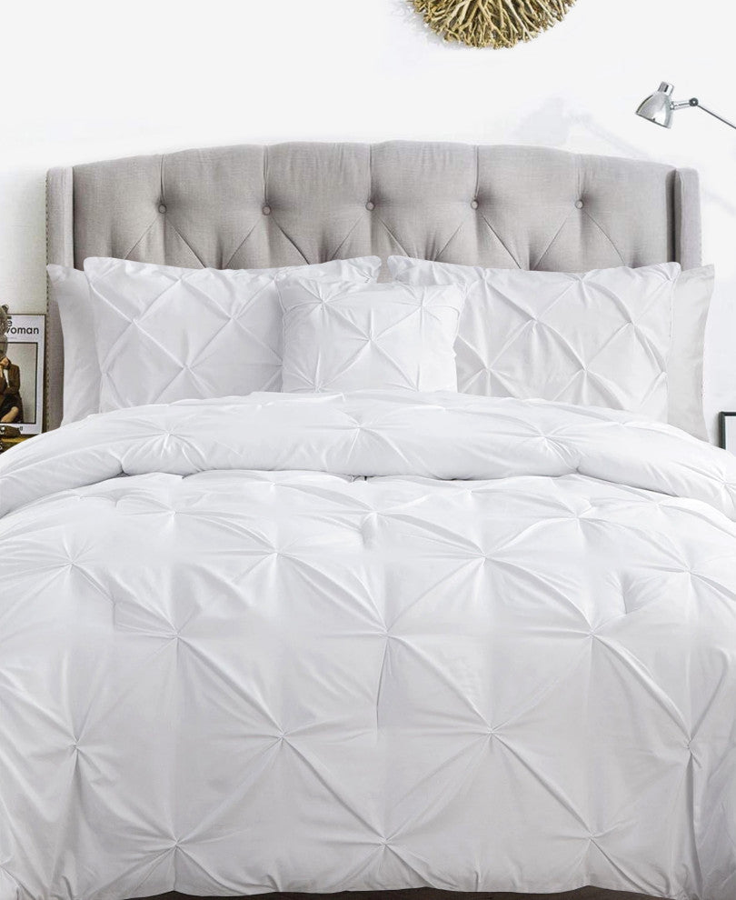 Organic Cotton 300 TC GOTS Certified 8 Internal Ties Fair Trad Pintuck Duvet Set