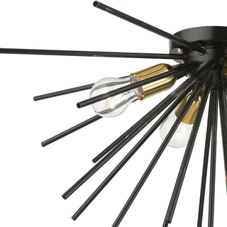 Tribeca 4 Light Shiny Black With Polished Brass Accents Large Flush Mount