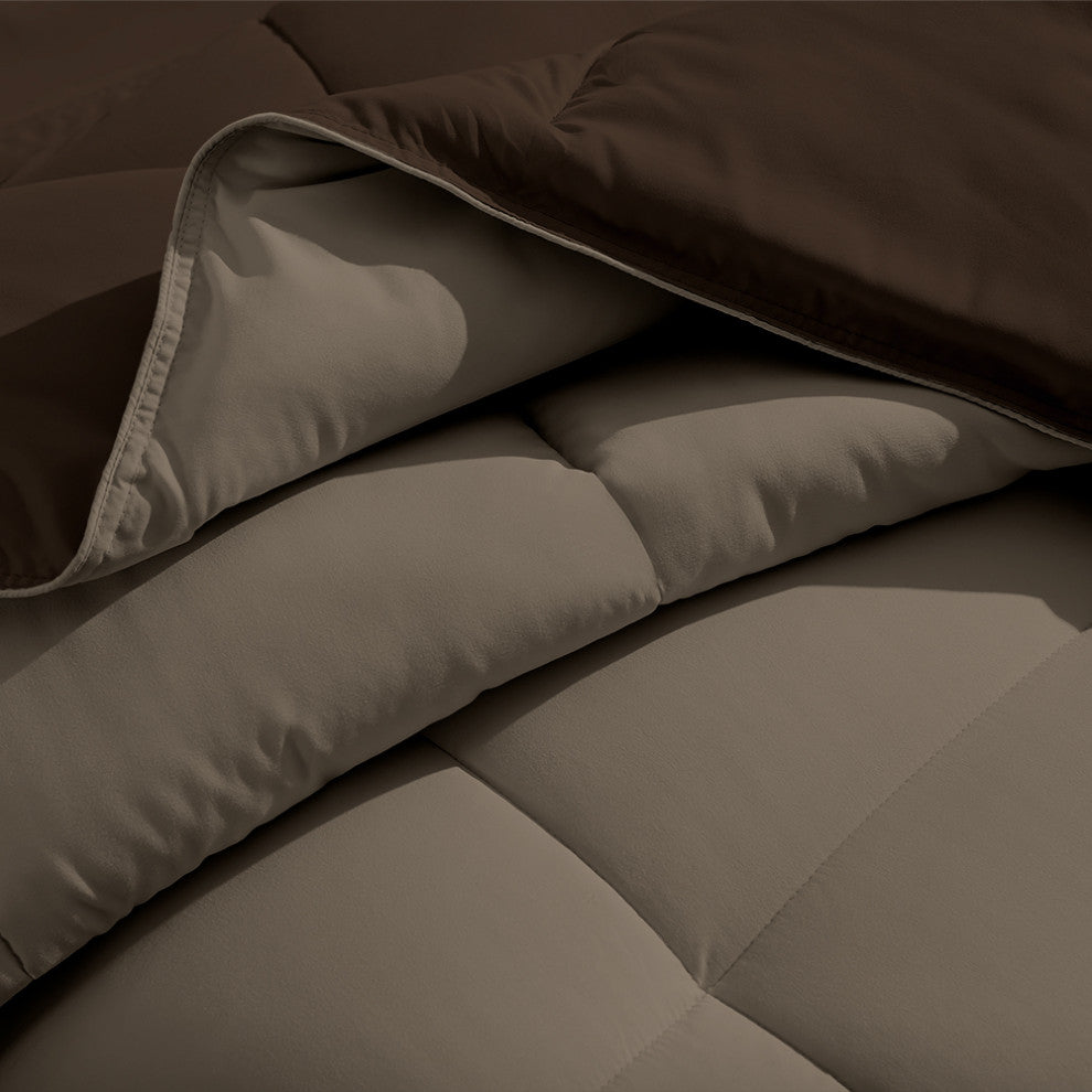 Bare Home Reversible Bed-in-a-Bag, Cocoa/Taupe, Cocoa, King