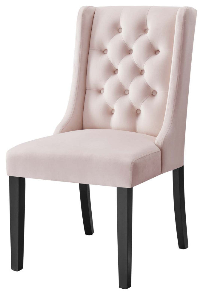 Side Dining Chair, Set of 2, Pink, Velvet, Modern, Cafe Bistro Hospitality
