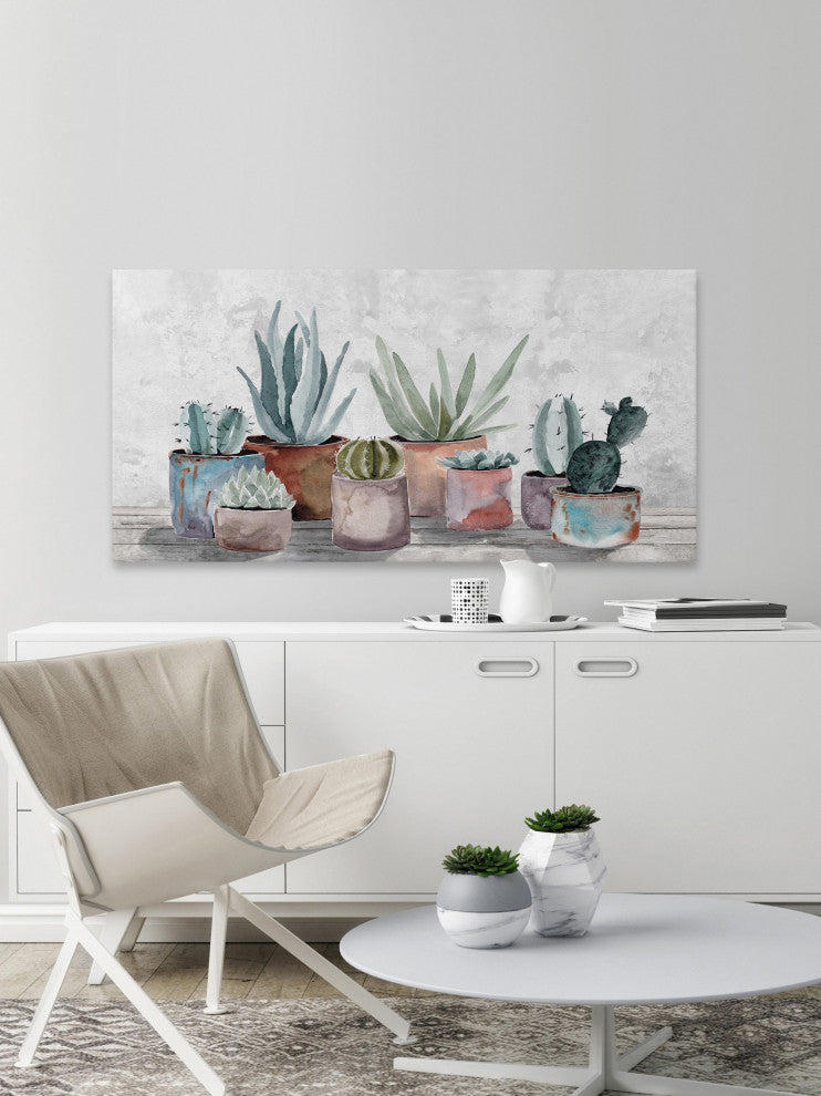 "Healthy Succulents" Painting Print on Wrapped Canvas
