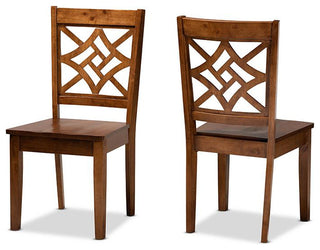 Walnut Brown Finished Wood 2-Piece Dining Chair Set