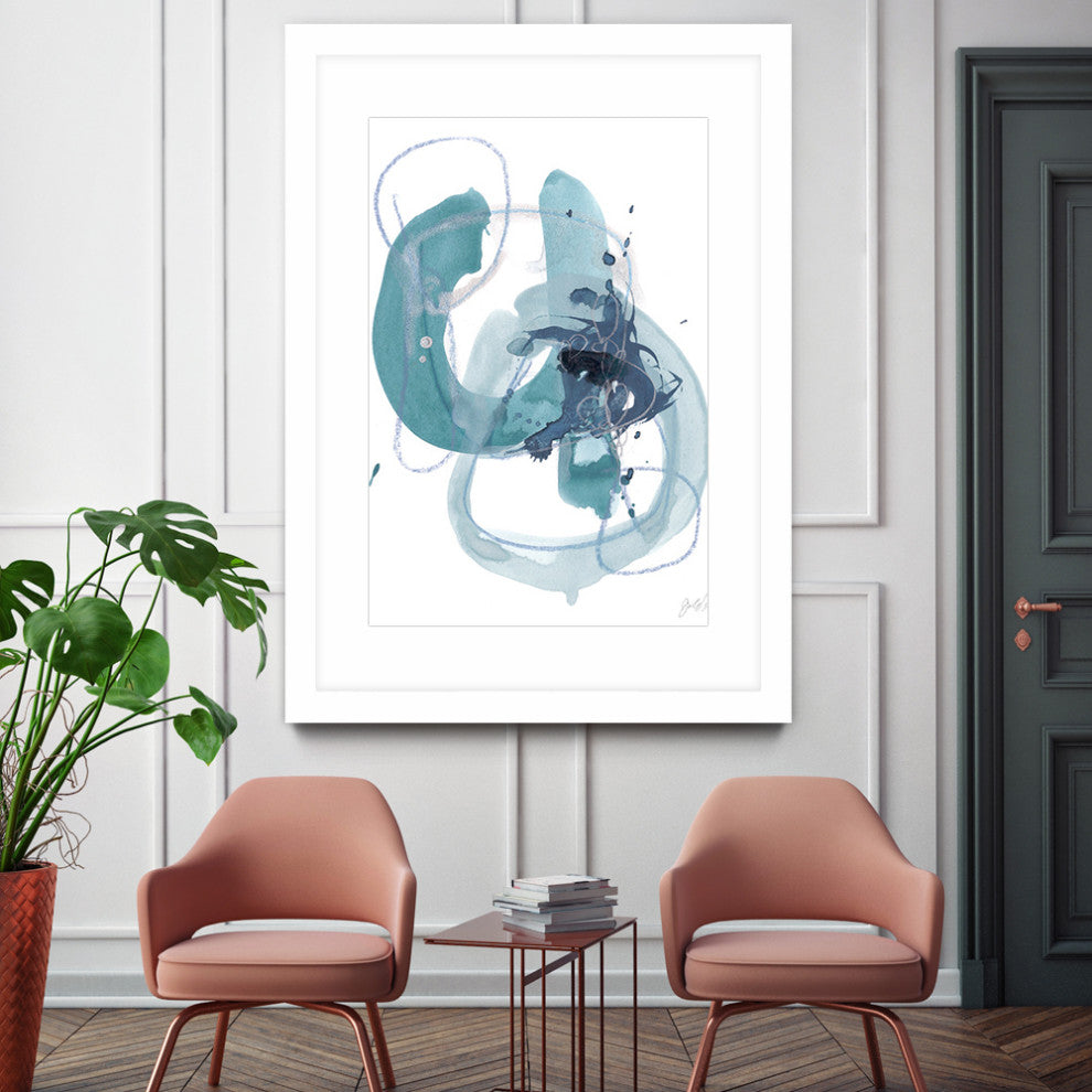"Aqua Orbit II" Matted and Framed, 52" x 36"