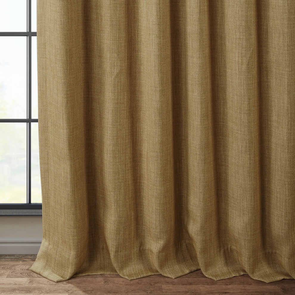 Faux Linen Darkening Curtain Single Panel, Butterscotch, 50"x120"