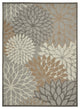 7' X 10' Gray And Ivory Floral Indoor Outdoor Area Rug