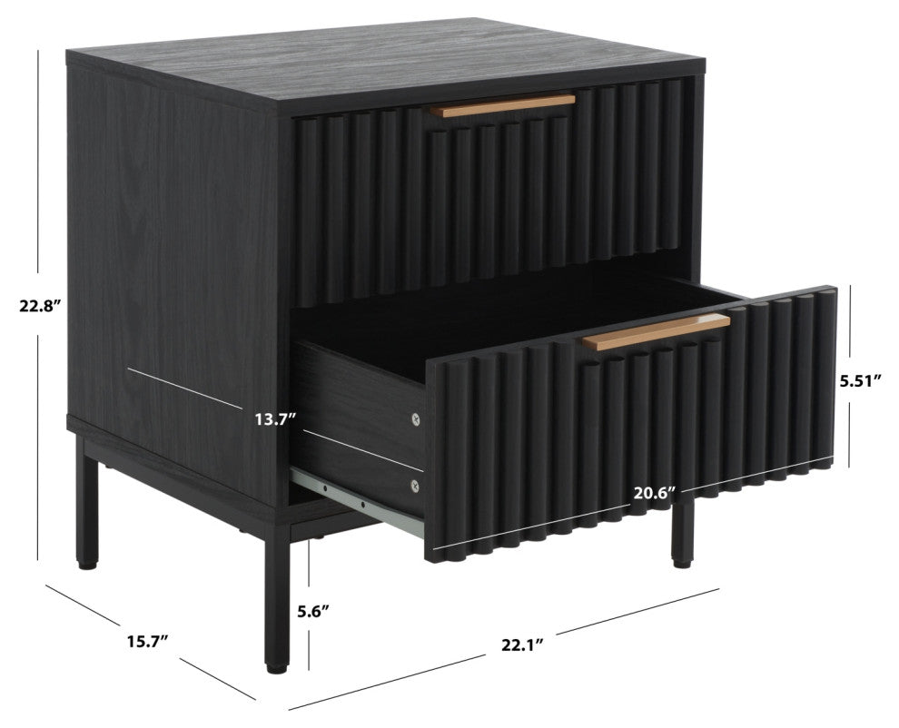 Safavieh Lylia 2 Drawer Nightstand, Black
