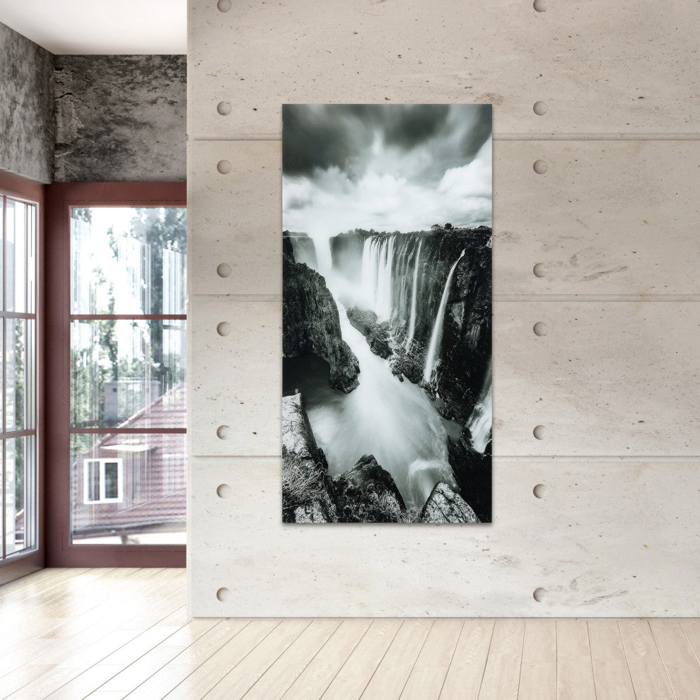 The Falls Wall Art Frameless Free Floating Tempered Art Glass 72"x36"