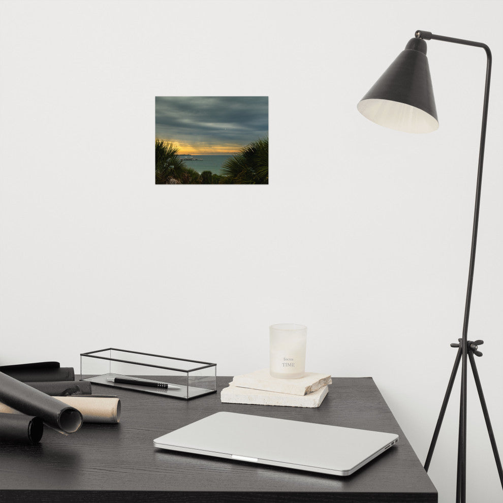 Cloudy Rainy Sunset De Soto Beach Unframed Landscape Photo Wall Art Print, 8" X 10"