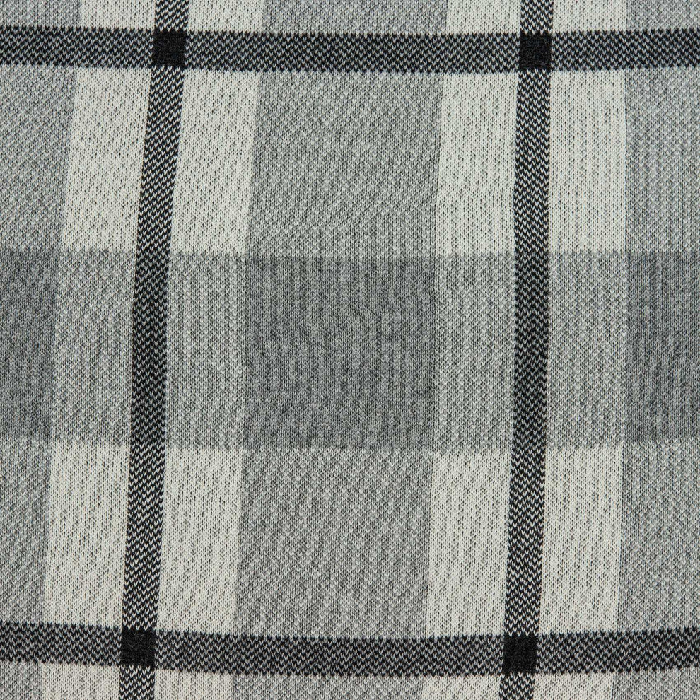 HomeRoots Square Gray and Blue Plaid Accent Pillow Cover