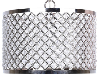 1-Light Polished Nickel Pendant Lamp With Crystalline Metal Shade