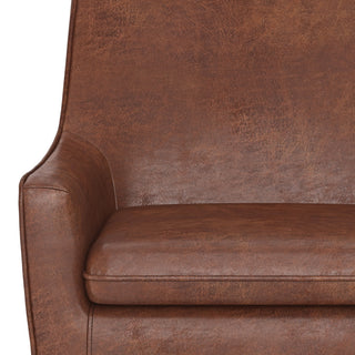Robson Accent Chair, Faux Leather, Distressed Saddle Brown