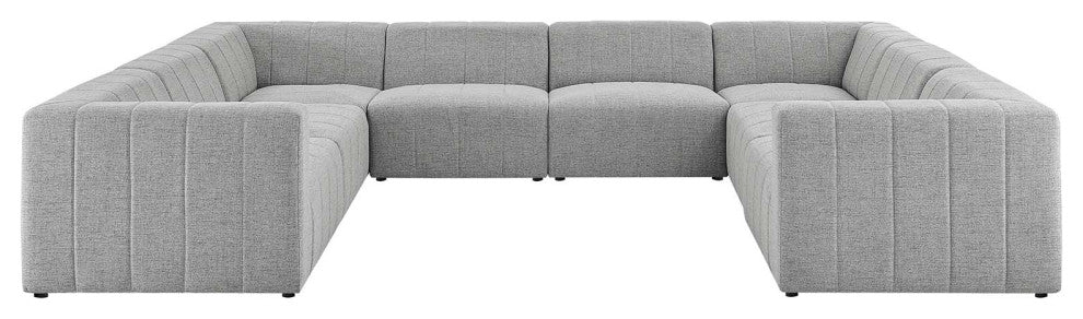 Bartlett Upholstered Fabric 8-Piece Sectional Sofa, Light Gray