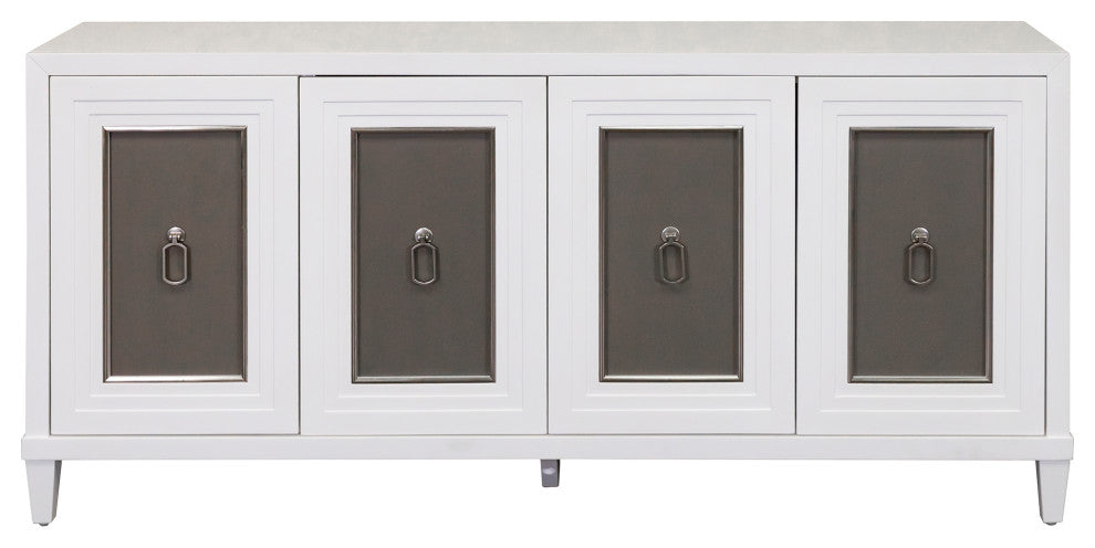 Modern Wood 70" Console With With doors, TV Stand, Fully Assembled, White