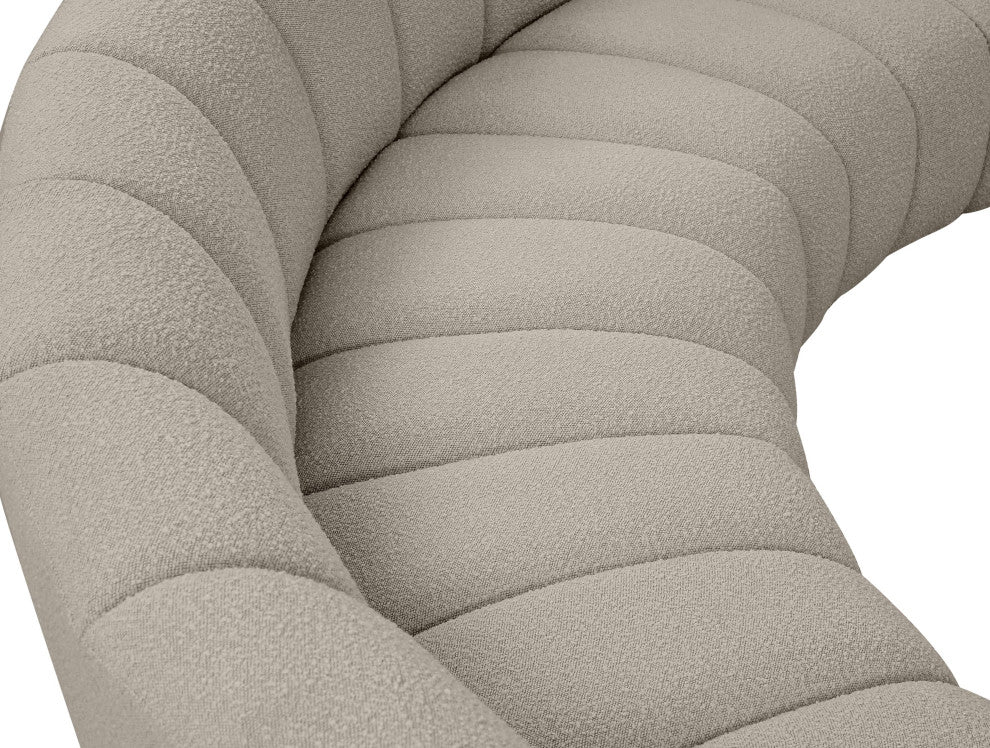 Infinity Boucle Fabric Upholstered 6-Piece S-Shaped Modular Sectional, Brown