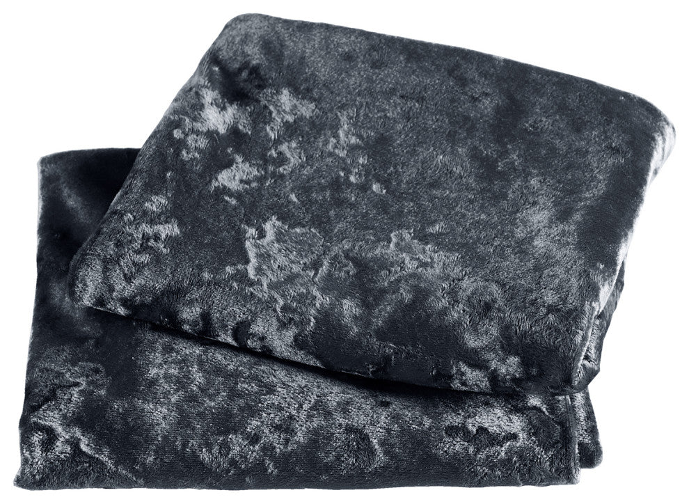Crushed Velvet Pillow Cover 2 Piece Set, Gun Metal, 14" X 26"