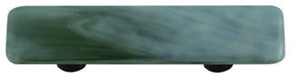 Art Glass Rectangle Swirl Pull, Black Post, Powder Blue Swirl