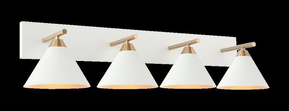 Matteo Lighting S10604WH Wall Sconce, Aged Gold Brass / White Finish