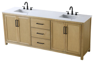 Home Living 84" Double Bathroom Vanity, Linen Oak