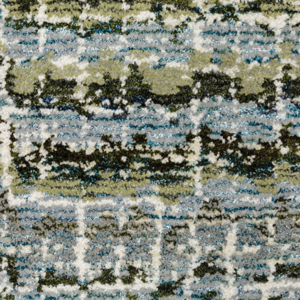 Aegina Gridwork Plaid Blue/ Green Area Rug Runner 2'3" x 8'