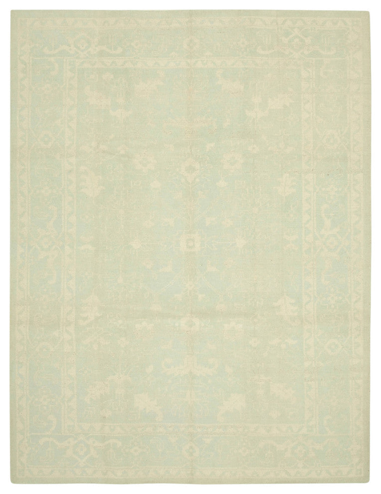 Rug N Carpet - Handmade Oriental 8' 11" x 11' 11" Pastel Beige Oushak Rug