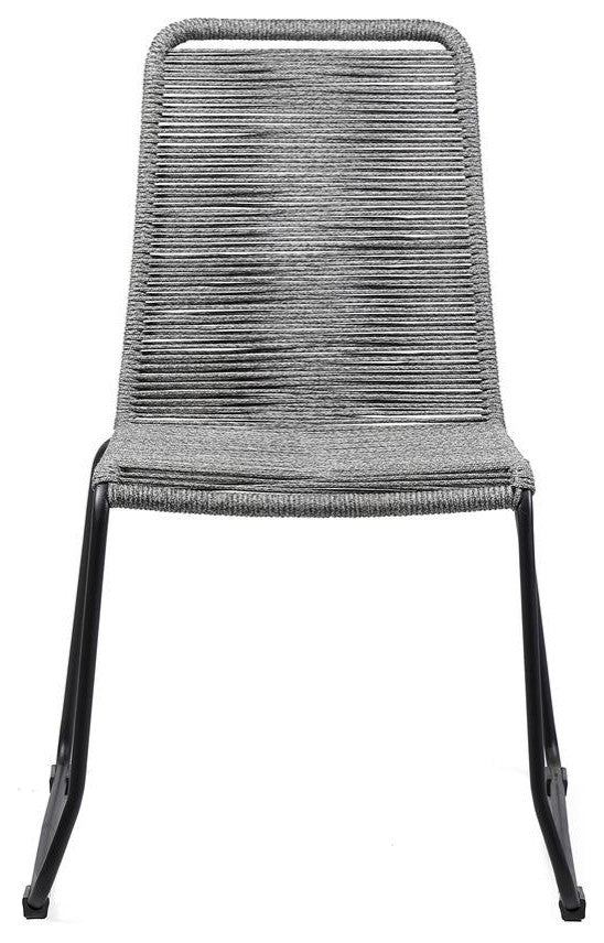 Shasta Outdoor Patio Dining Chair in Black Powder Coated Finish and Gray...