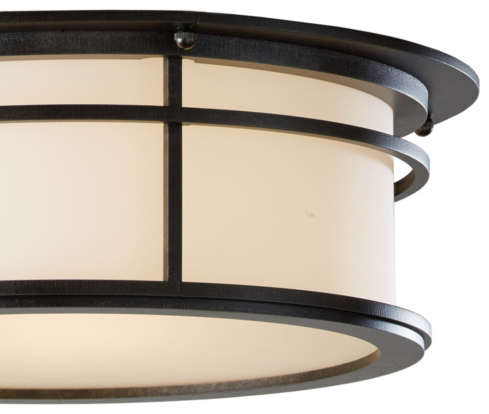 Province Outdoor Flush Mount, Coastal Dark Smoke Finish, Opal Glass