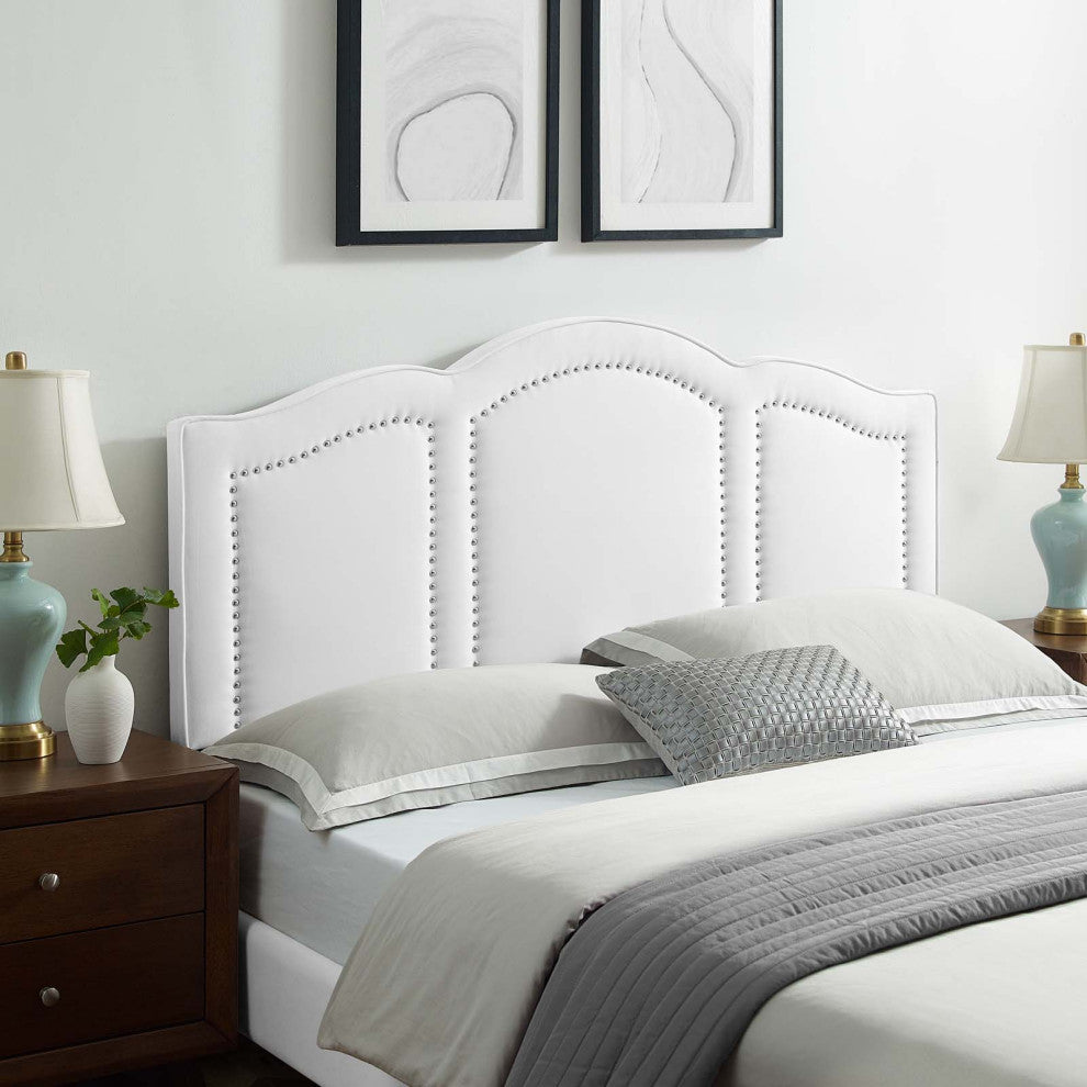Headboard, King Size, Velvet, White, Modern Contemporary, Bedroom Master Suite
