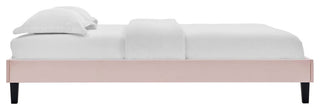 Reign Twin Performance Velvet Platform Bed Frame-Pink
