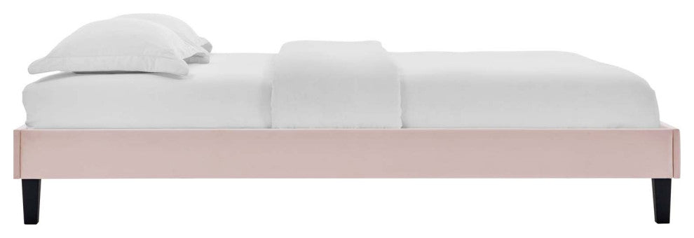 Reign Twin Performance Velvet Platform Bed Frame-Pink