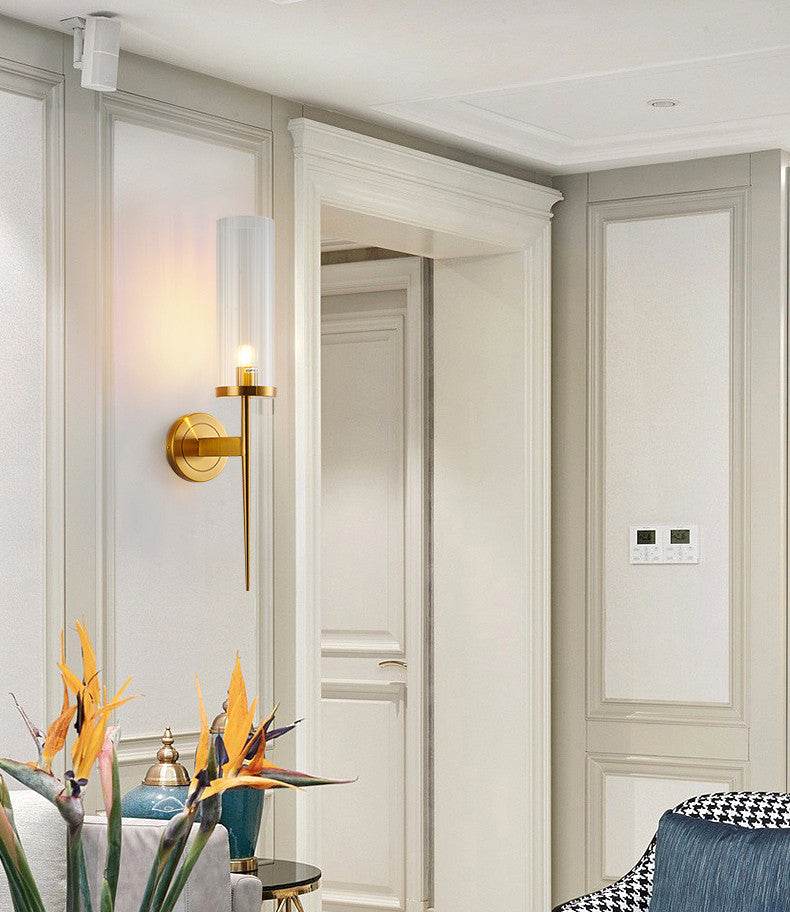Antique Brass Frame With Clear Glass Shade Wall Sconce