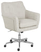 Contemporary Office Chair, Chrome Base and Foam Upholstered Seat, Ivory