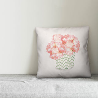 Pink Peonies 18x18 Throw Pillow