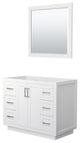 42" Single Bathroom Vanity, White, No Countertop, Nickel Trim, 34" Mirror