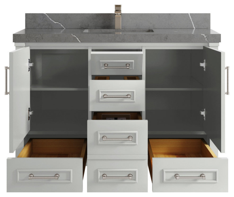 Aberdeen 48 Single Sink Bath Vanity in Coventry Gray 2" Piatra Gray