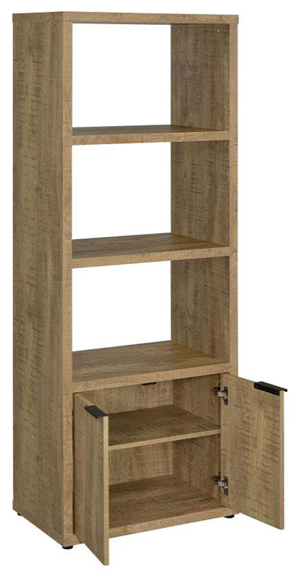 3 Shelves and 2 Doors Wooden Media Tower, Mango