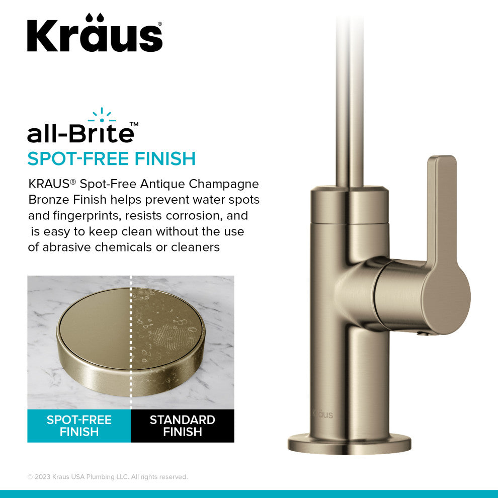 KRAUS Oletto Drinking Water Filter Faucet, Spot Free Antique Champagne Bronze