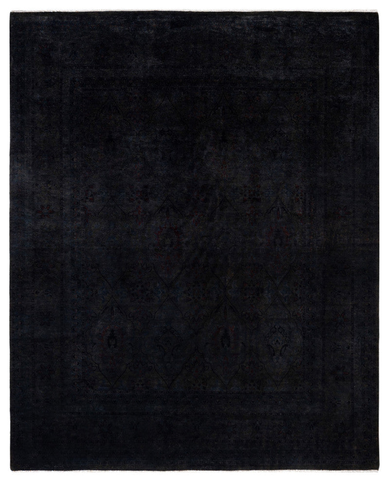 Overdyed One-of-a-Kind Hand-Knotted Area Rug Black, 8' 3" x 9' 10"