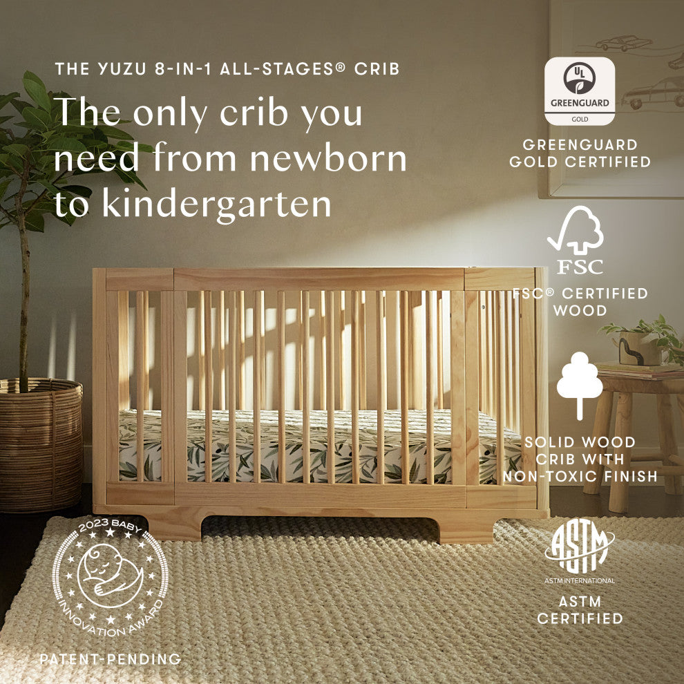 Yuzu 8-in-1 Convertible Crib With All-Stages Conversion Kits, Natural
