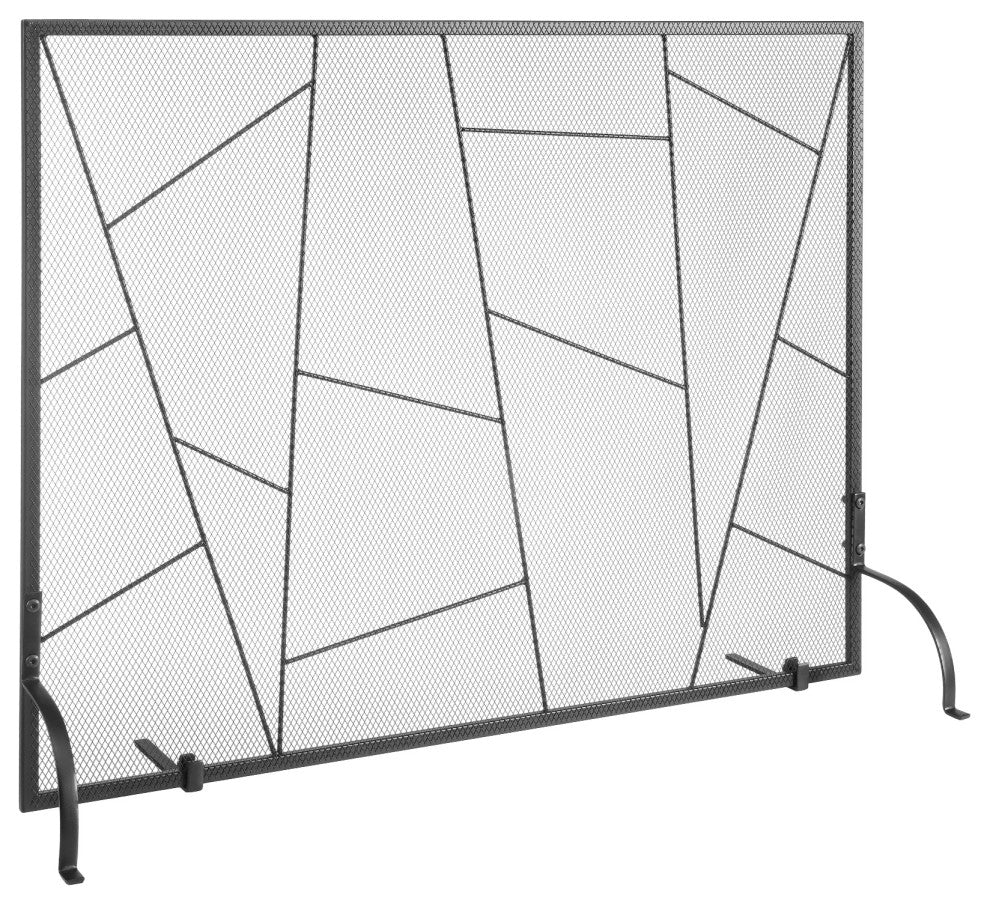 VEVOR 35.6"x28.4" Fireplace Screen 1-Panel Iron Mesh Spark Guard Modern