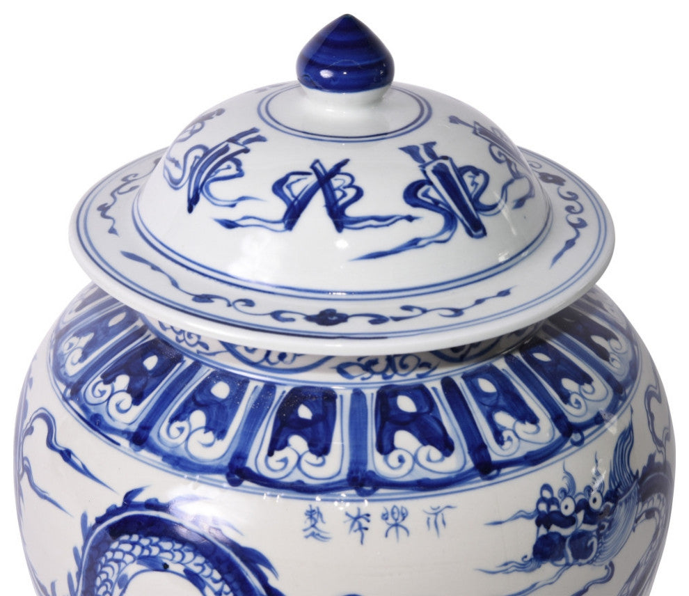 B&W Ginger Jar W/ Dragon Motif