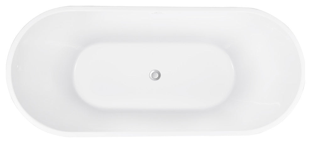 65" Acrylic Roll-Top Flatbottom Non-Whirlpool Bathtub, Gray
